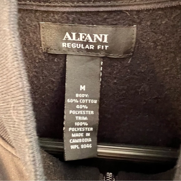 Alfani Jacket Fall Women's M Medium Black Full Zip Sweatshirt Mock Collar - Picture 6 of 6